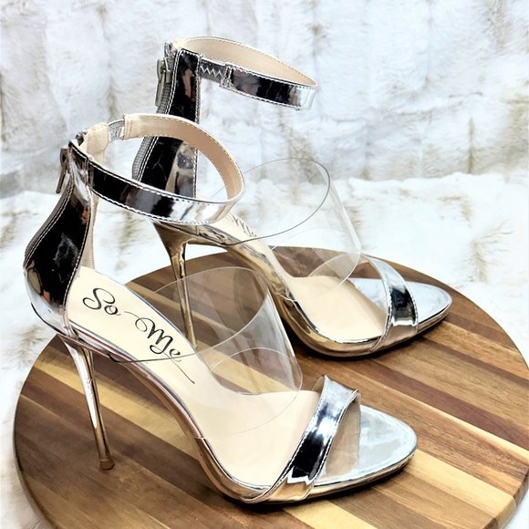 * So Me Sexy Silver Strap 5" Slim Stiletto Heel - Picture 3 of 10